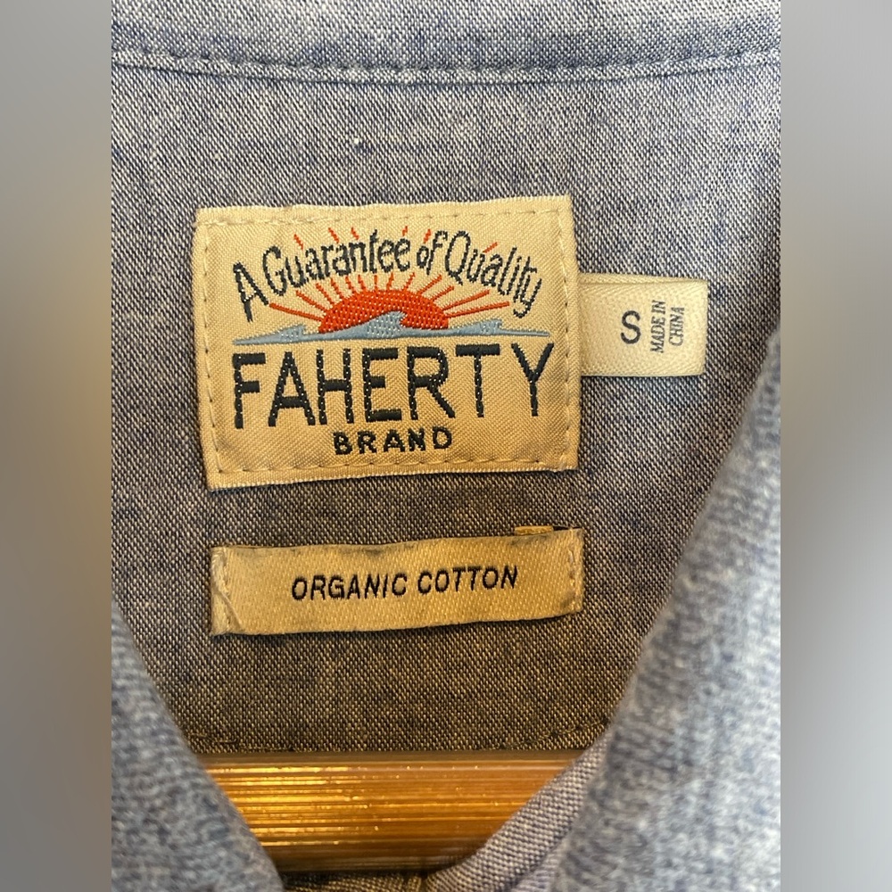 Faherty Men's Long Sleeve Luxe Heather in Flint Blue Heather Polo Size Small - Picture 6 of 14